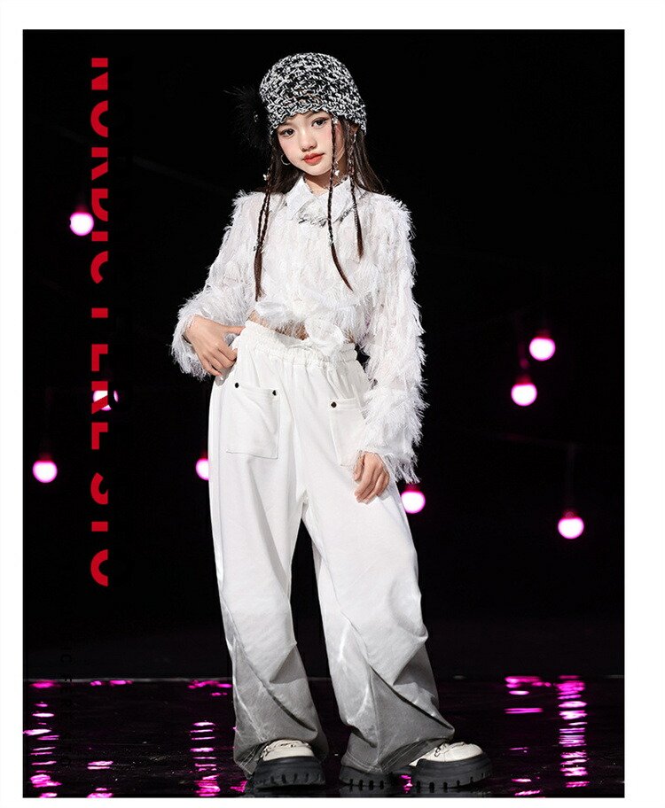 楽天市場】白 キッズ ダンス 衣装 セットアップ スパンコール へそ出し