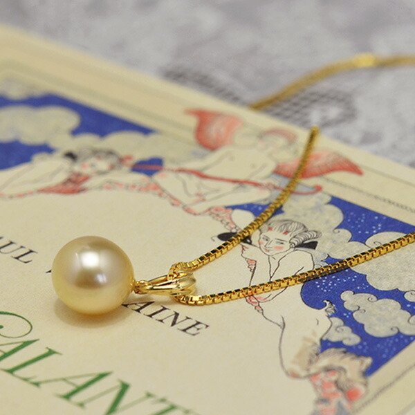 楽天市場】9mm シャンパンゴールド 白蝶真珠 ペンダントトップ 日常に