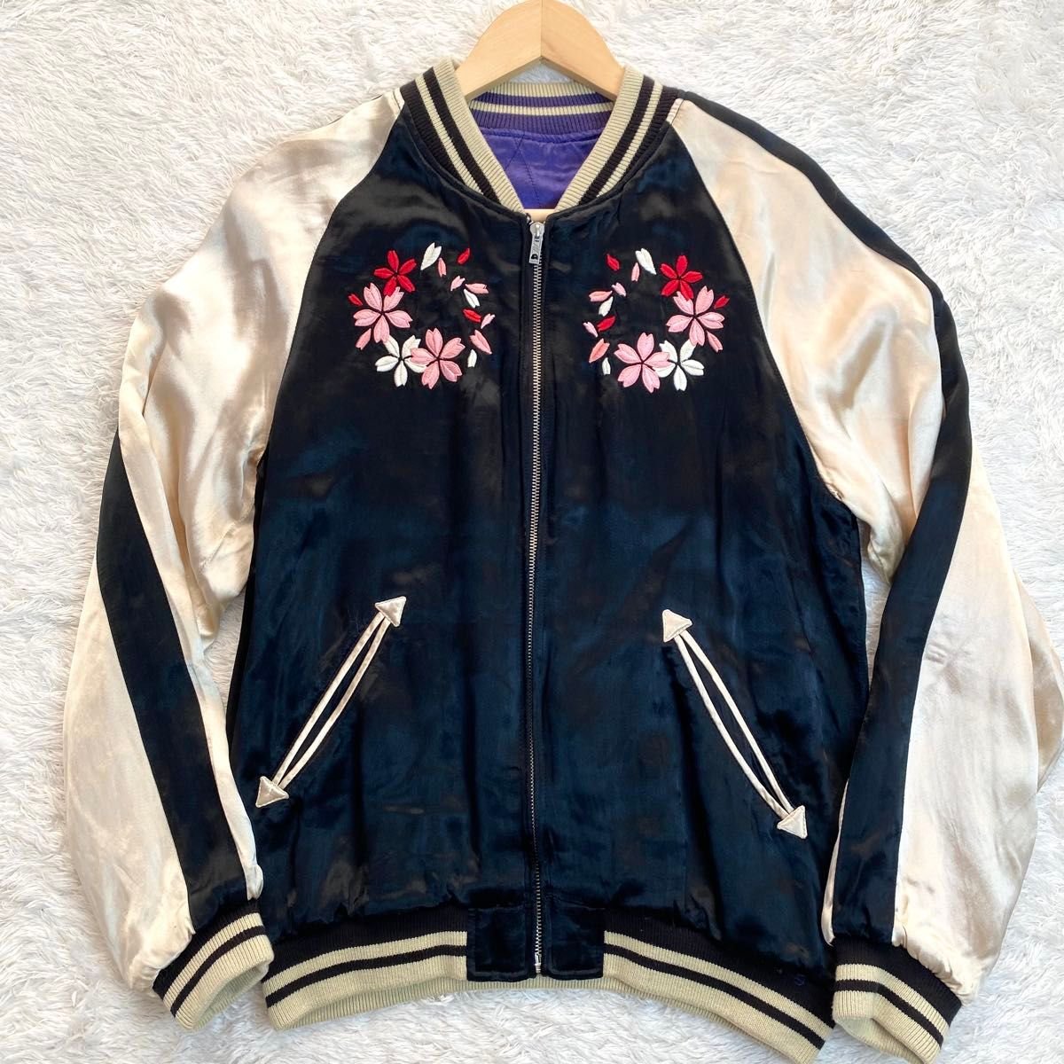 IOLANI スカジャン 刺繍 リバーシブル 桜 月 japan tokyo 居楽仁