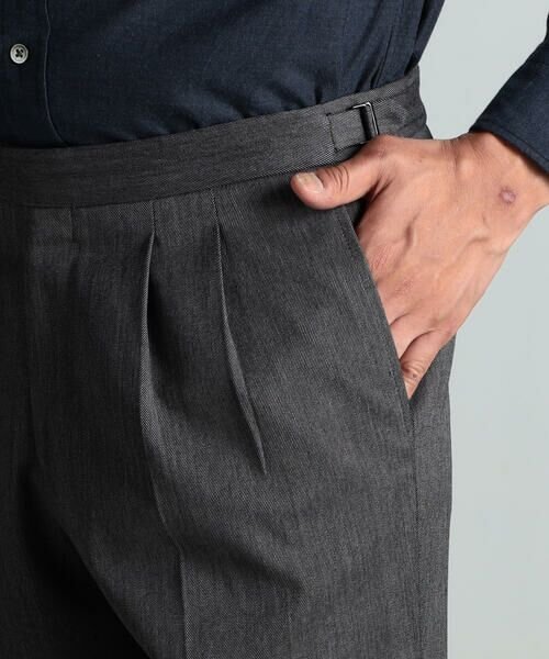 セール】 ウールコットン サイドアジャスター2プリーツトラウザーズ