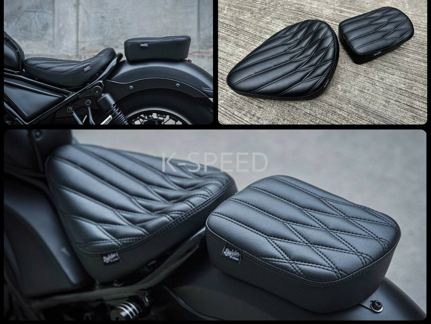 レブル250/500 ダブルシート Diabolus ミックスパターン ブラック K