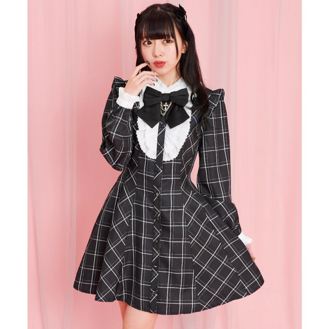 シークレットハニー Secret Honey アクセサリーリボン長袖ワンピース