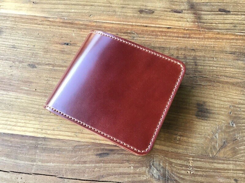 オイルコードバンバーガンディ×ルガトショルダーブラウン 二つ折り財布