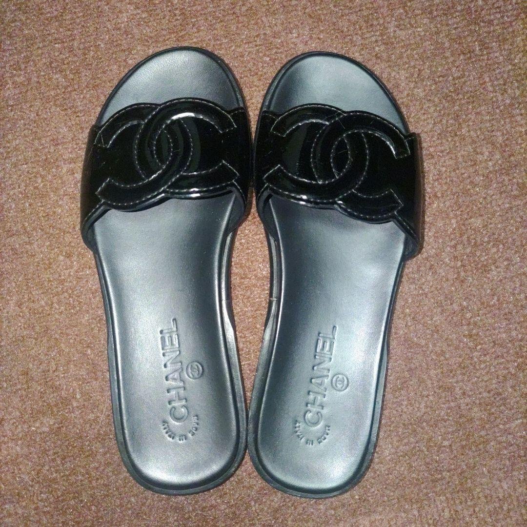CHANEL ブラック ロゴ サンダル 37C 楽天市場】【10%OFF】 シャネル サンダル 37Cサイズ 約24cm マトラッセ