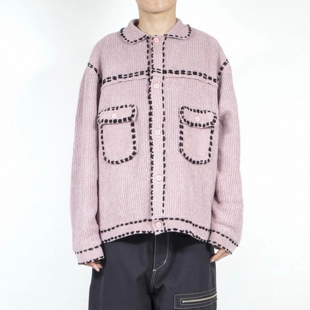 【即発送】PHINGERIN PG1 KNIT 2023AW ピンク XXL PHINGERIN/フィンガリン】PG1 CARDIGAN(MOS PINK) - 「PLACE/プレイス